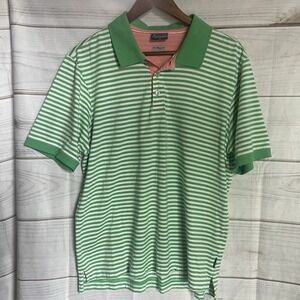 Colombia PFG Men's Polo‎ Shirt Green and White Striped Size Medium